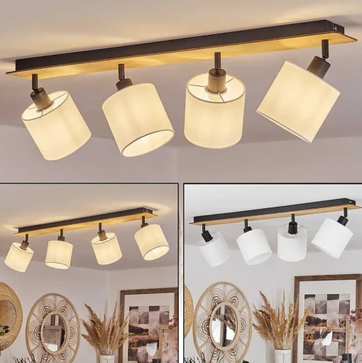 Plafonnier Alsen Ecru, Noir, 4 Lumieres
