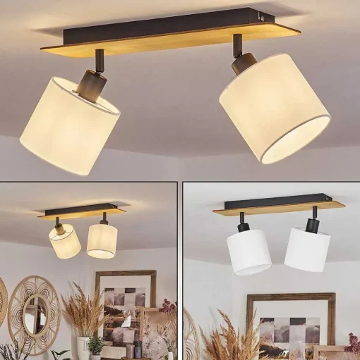 Plafonnier Alsen Ecru, Noir, 2 Lumieres