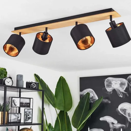 Plafonnier Alsen Ecru, Noir, 4 Lumieres