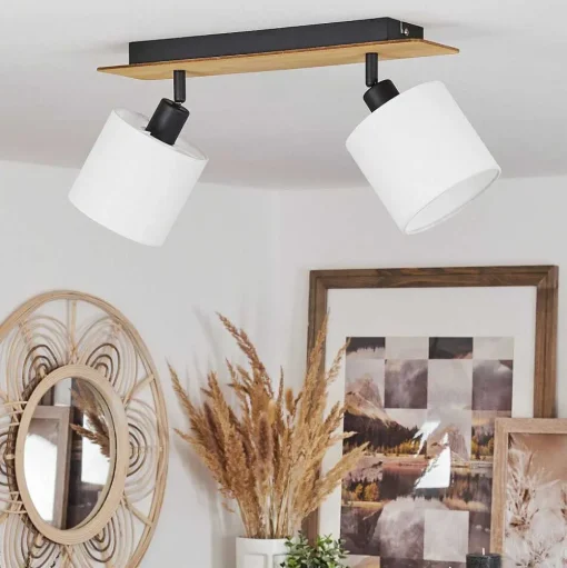 Plafonnier Alsen Ecru, Noir, 2 Lumieres