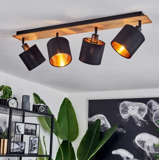 Plafonnier Alsen Ecru, Noir, 4 Lumieres