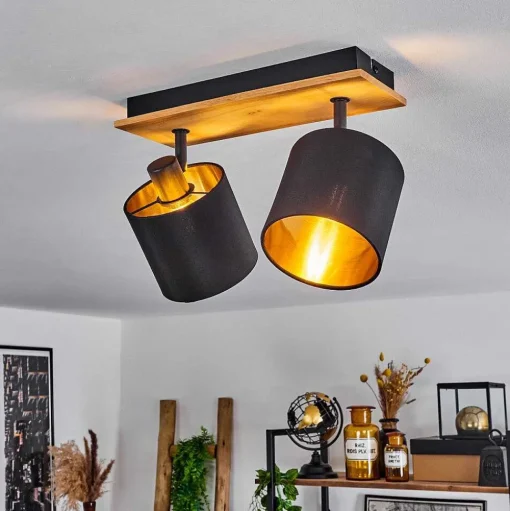 Plafonnier Alsen Ecru, Noir, 2 Lumieres