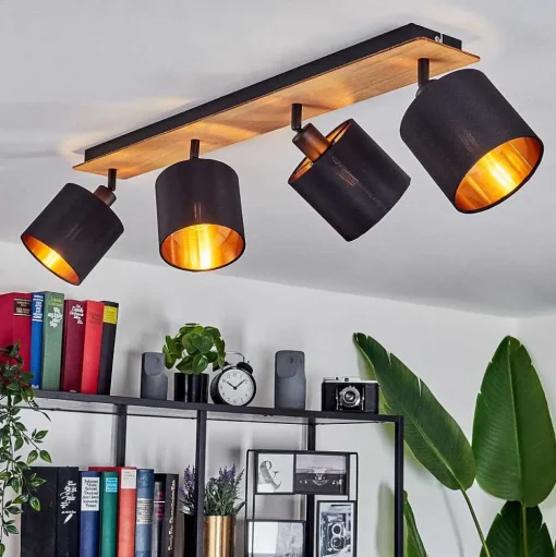 Plafonnier Alsen Ecru, Noir, 4 Lumieres