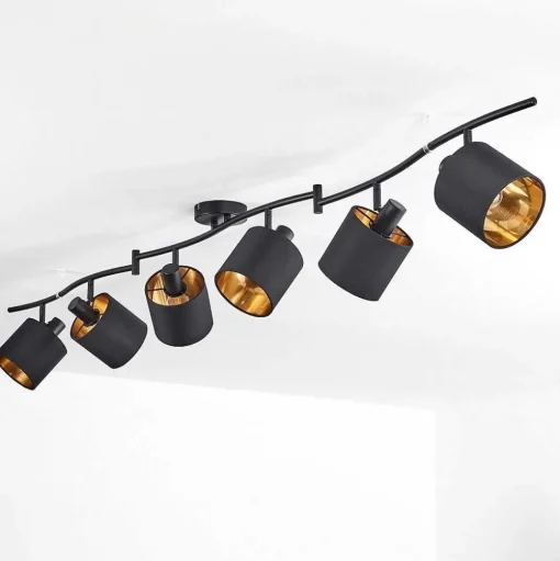 Plafonnier Alsen Noir, 6 Lumieres
