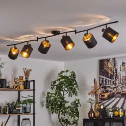 Plafonnier Alsen Noir, 6 Lumieres