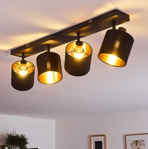 Plafonnier Alsen Noir, 4 Lumieres