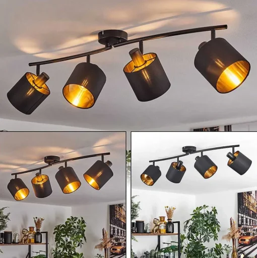 Plafonnier Alsen Noir, 4 Lumieres