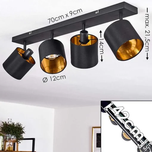Plafonnier Alsen Noir, 4 Lumieres