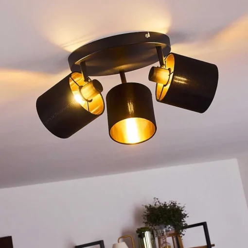 Plafonnier Alsen Noir, 3 Lumieres