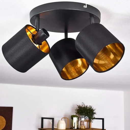 Plafonnier Alsen Noir, 3 Lumieres