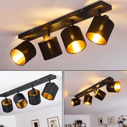 Plafonnier Alsen Noir, 4 Lumieres