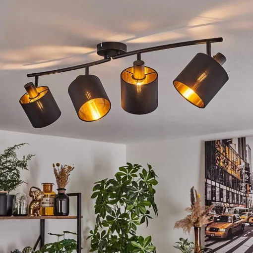 Plafonnier Alsen Noir, 4 Lumieres