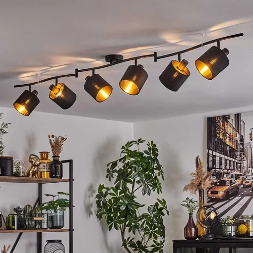 Plafonnier Alsen Noir, 6 Lumieres