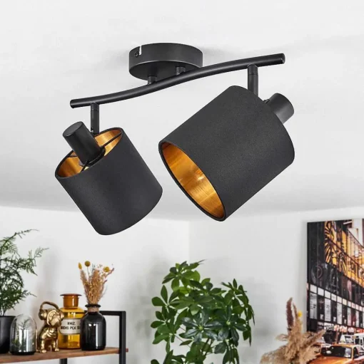 Plafonnier Alsen Noir, 2 Lumieres