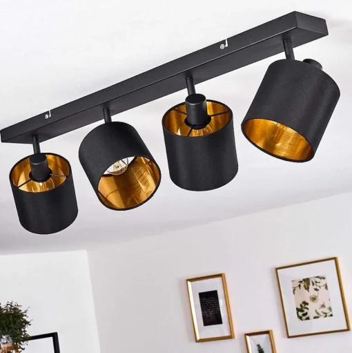 Plafonnier Alsen Noir, 4 Lumieres