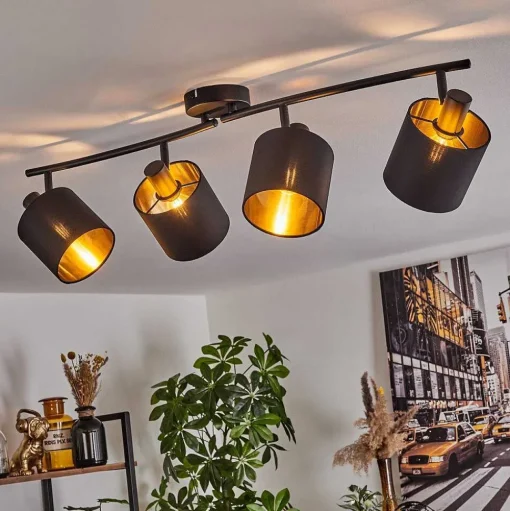 Plafonnier Alsen Noir, 4 Lumieres
