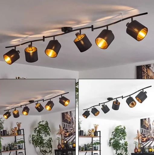 Plafonnier Alsen Noir, 6 Lumieres