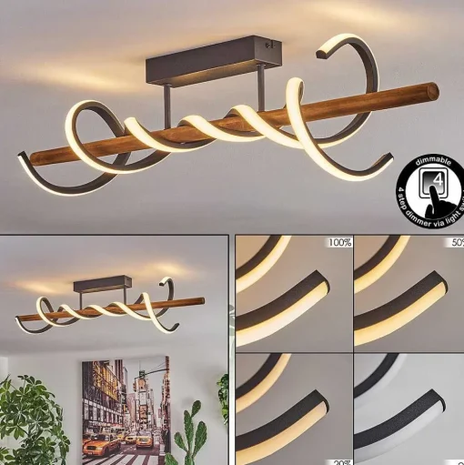Plafonnier Alvarim Led Ecru, Noir, 1 Lumiere