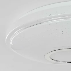 Plafonnier Auxerre Led Blanc, 2 Lumieres, Telecommandes, Changeur De Couleurs