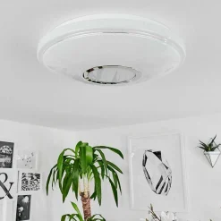Plafonnier Auxerre Led Blanc, 2 Lumieres, Telecommandes, Changeur De Couleurs