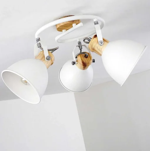 Plafonnier Banjul Bois Clair, Blanc, 3 Lumieres