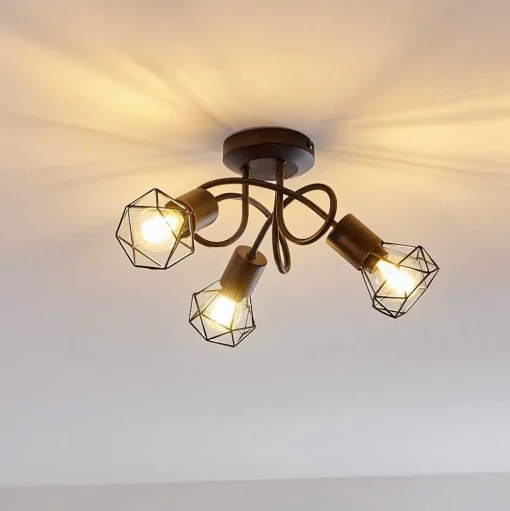Plafonnier Baripada Noir, 3 Lumieres