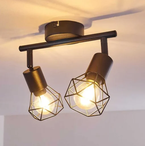 Plafonnier Baripada Noir, 2 Lumieres