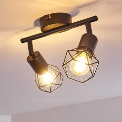 Plafonnier Baripada Noir, 2 Lumieres