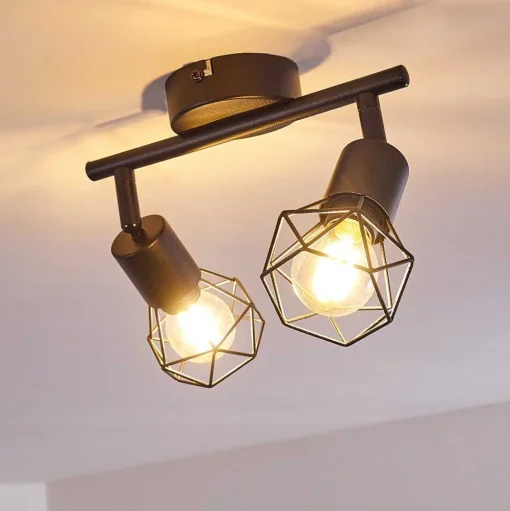 Plafonnier Baripada Noir, 2 Lumieres