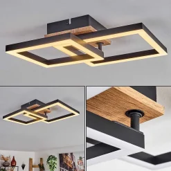 Plafonnier Bealo Led Brun, Couleur Bois, 1 Lumiere