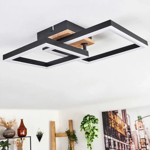 Plafonnier Bealo Led Brun, Couleur Bois, 1 Lumiere