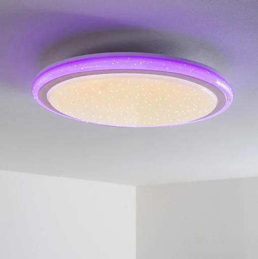 Plafonnier Bermeo Led Blanc, 2 Lumieres, Telecommandes, Changeur De Couleurs
