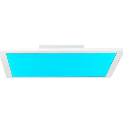 Plafonnier Brilliant Atira Led Blanc, 1 Lumiere, Telecommandes, Changeur De Couleurs