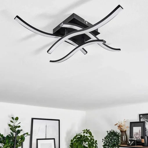 Plafonnier Casais Led Noir, 4 Lumieres