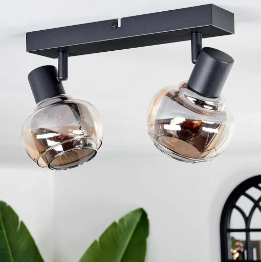 Plafonnier Cevio Noir, 2 Lumieres