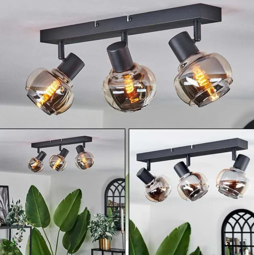Plafonnier Cevio Noir, 3 Lumieres