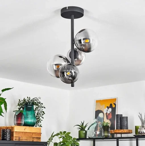Plafonnier Chehalis Noir, 4 Lumieres