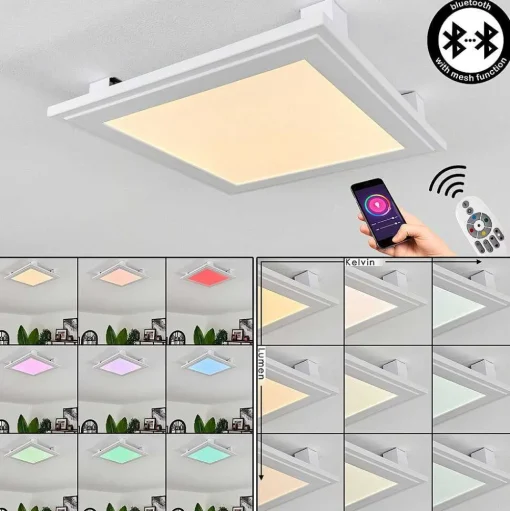 Plafonnier Crum Led Blanc, 1 Lumiere, Telecommandes