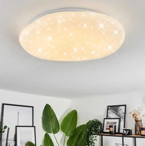 Plafonnier Esgos Led Blanc, 1 Lumiere, Telecommandes