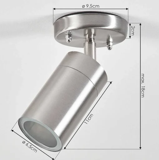 Plafonnier Exterieur Bessiebelle Acier Inoxydable, Blanc, 1 Lumiere