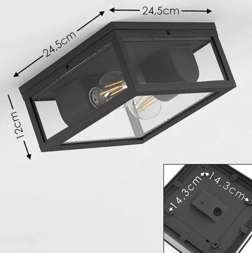 Plafonnier Exterieur Kiwalik Anthracite, 1 Lumiere