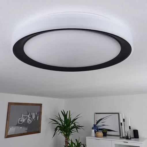 Plafonnier Gladstone Led Noir, Blanc, 1 Lumiere, Telecommandes