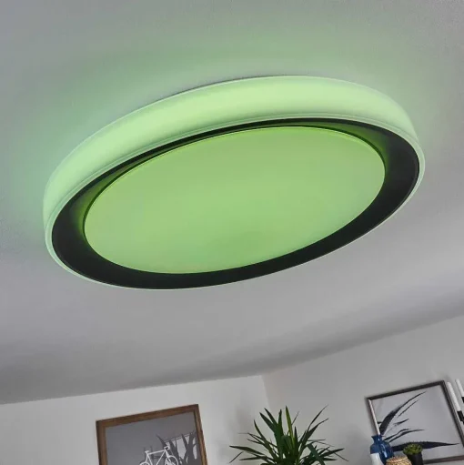 Plafonnier Gladstone Led Noir, Blanc, 1 Lumiere, Telecommandes