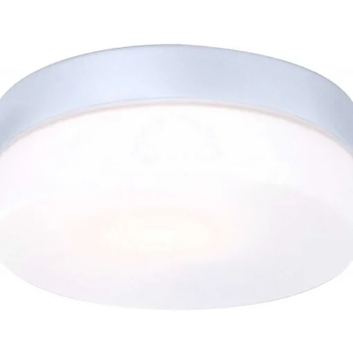 Plafonnier Globo Vranos Acier Inoxydable, Argente, Blanc, 1 Lumiere