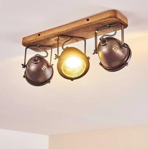 Plafonnier Glostrup Brun, Acier Inoxydable, 3 Lumieres