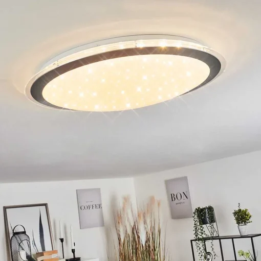 Plafonnier Gorgonta Led Blanc, 2 Lumieres, Telecommandes, Changeur De Couleurs