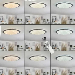 Plafonnier Gorgonta Led Blanc, 2 Lumieres, Telecommandes, Changeur De Couleurs