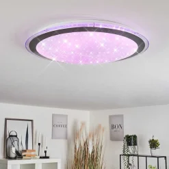 Plafonnier Gorgonta Led Blanc, 2 Lumieres, Telecommandes, Changeur De Couleurs