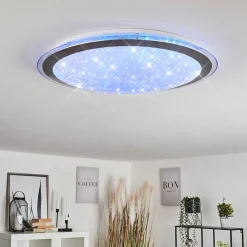 Plafonnier Gorgonta Led Blanc, 2 Lumieres, Telecommandes, Changeur De Couleurs