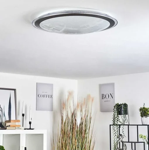 Plafonnier Gorgonta Led Blanc, 2 Lumieres, Telecommandes, Changeur De Couleurs